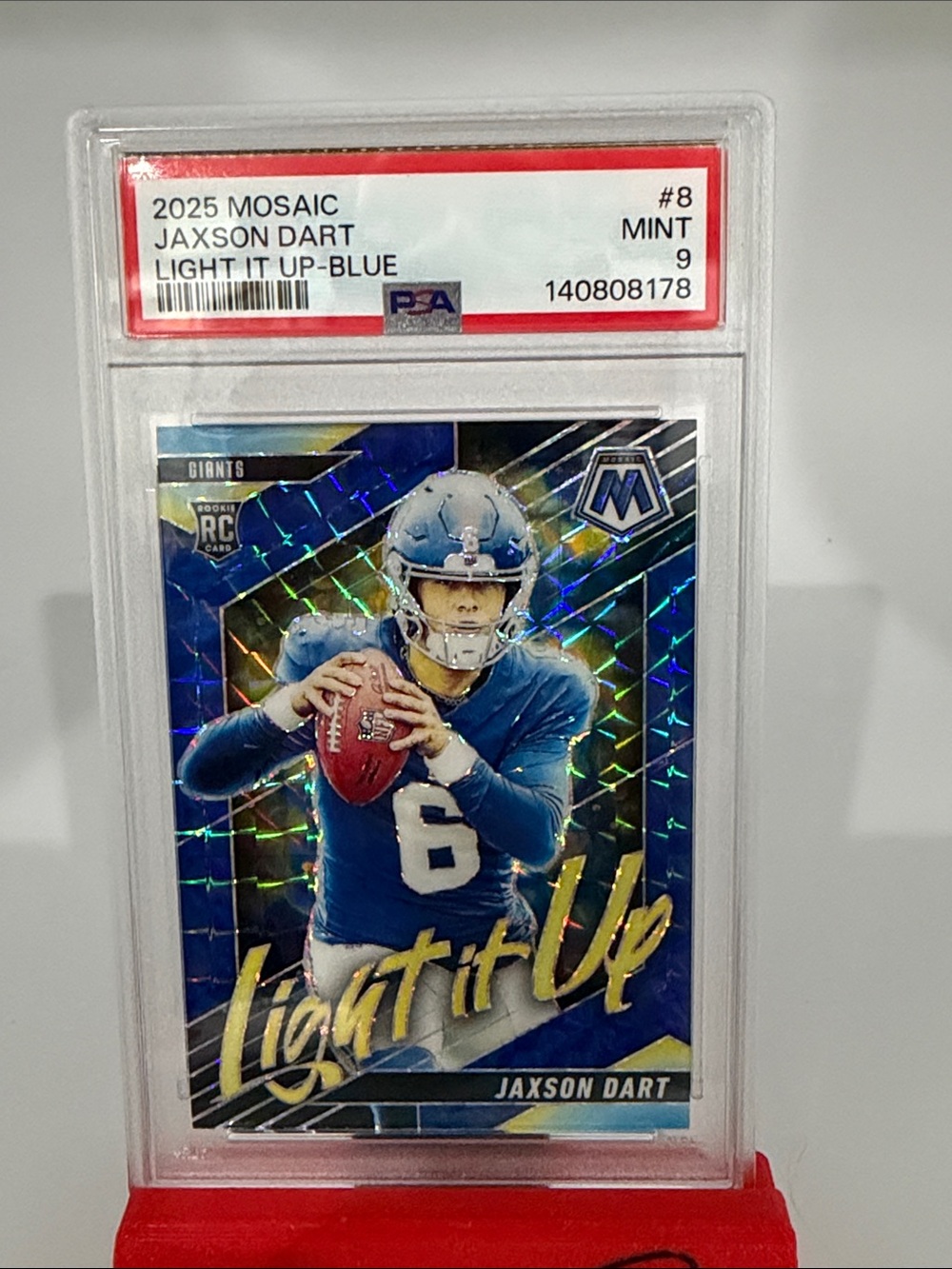 2025 Mosaic Jaxson Dart Light It Up - Blue /99 RC #8 Mint PSA 9